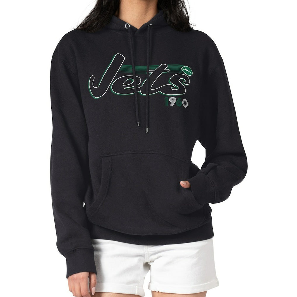 New York Jets Starter Women's Groovy Script Pullover Hoodie - Black for sale