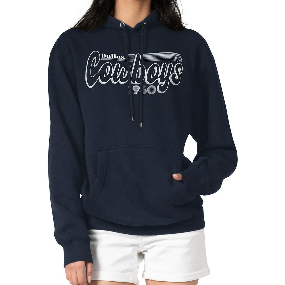 Dallas Cowboys Starter Women's Groovy Script Pullover Hoodie - Navy cheap