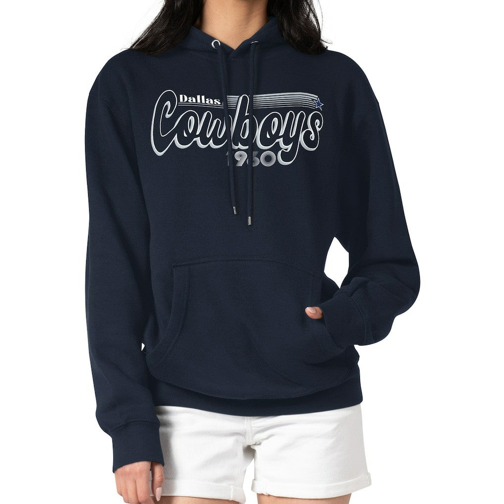 Dallas Cowboys Starter Women's Groovy Script Pullover Hoodie - Navy cheap