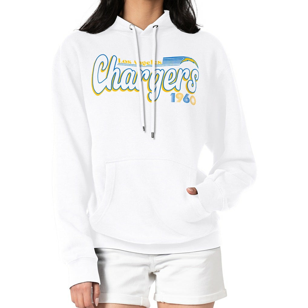 Los Angeles Chargers Starter Women's Groovy Script Pullover Hoodie - White online