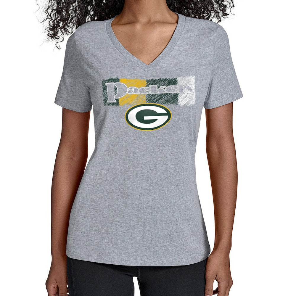 Green Bay Packers Starter Women's Color Shading V-Neck T-Shirt - Gray outlet