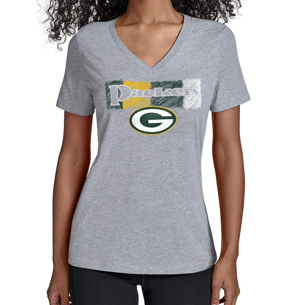 Green Bay Packers Starter Women's Color Shading V-Neck T-Shirt - Gray outlet