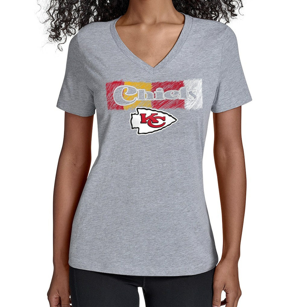 Kansas City Chiefs Starter Women's Color Shading V-Neck T-Shirt - Gray discount