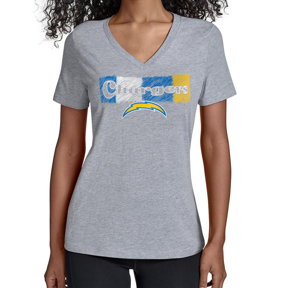 Los Angeles Chargers Starter Women's Color Shading V-Neck T-Shirt - Gray cheap