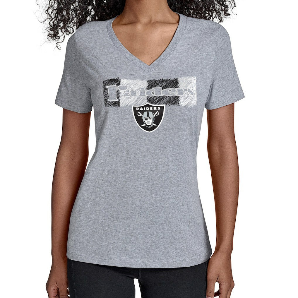 Las Vegas Raiders Starter Women's Color Shading V-Neck T-Shirt - Gray for sale
