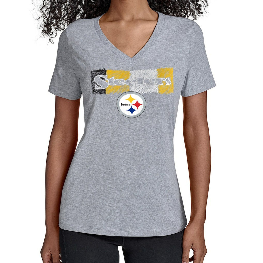 Pittsburgh Steelers Starter Women's Color Shading V-Neck T-Shirt - Gray online