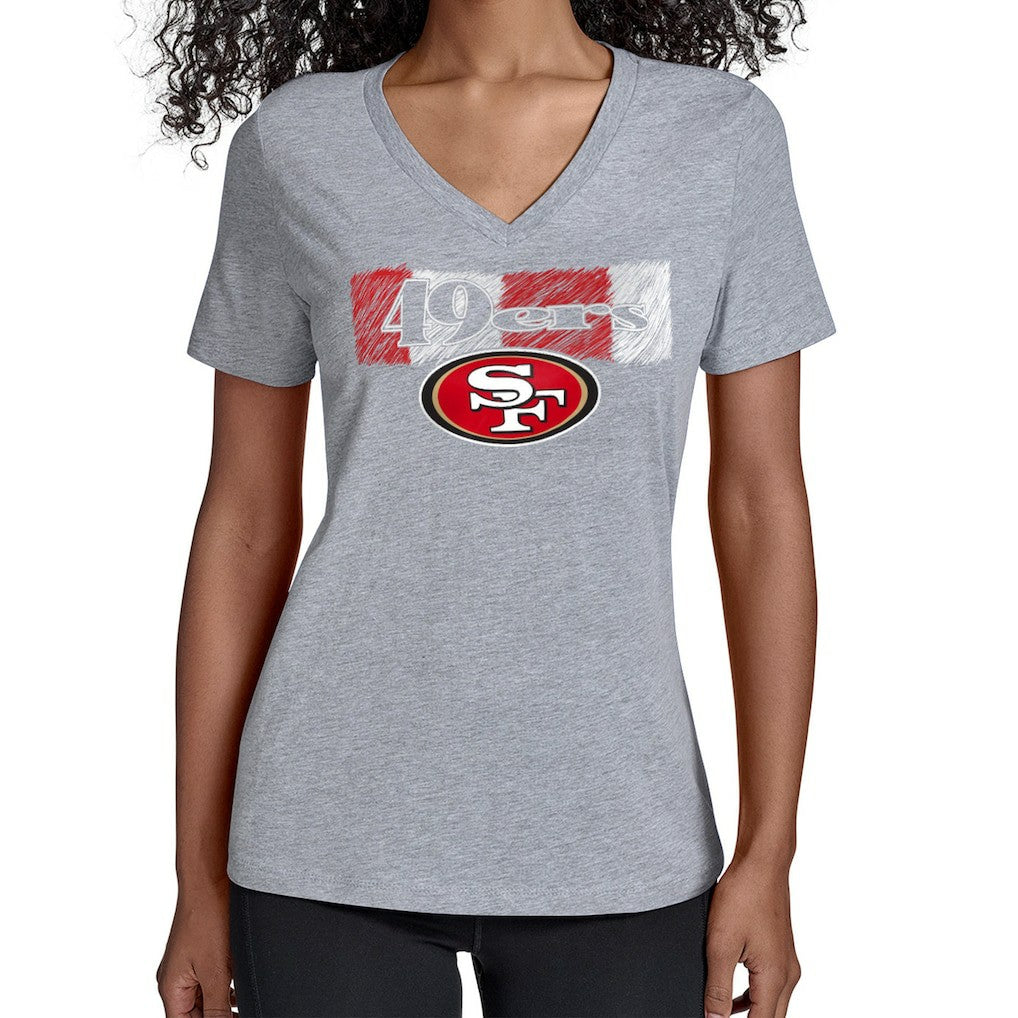 San Francisco 49ers Starter Women's Color Shading V-Neck T-Shirt - Gray outlet