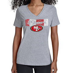 San Francisco 49ers Starter Women's Color Shading V-Neck T-Shirt - Gray outlet