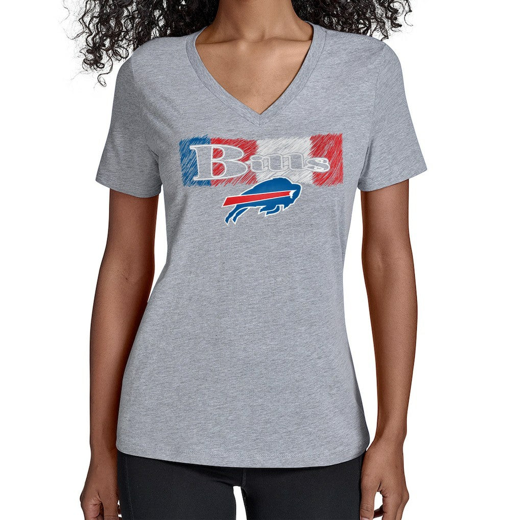 Buffalo Bills Starter Women's Color Shading V-Neck T-Shirt - Gray discount