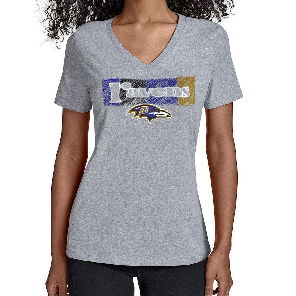 Baltimore Ravens Starter Women's Color Shading V-Neck T-Shirt - Gray on sale