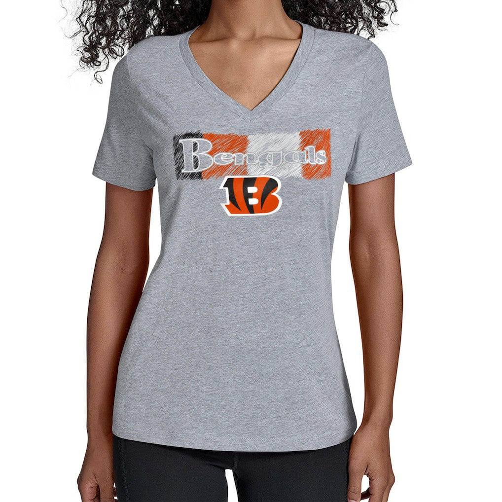 Cincinnati Bengals Starter Women's Color Shading V-Neck T-Shirt - Gray for sale