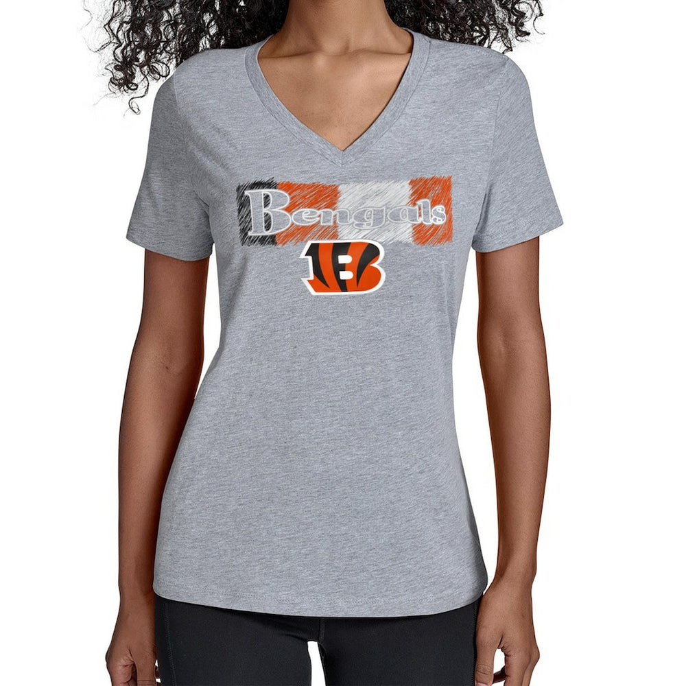 Cincinnati Bengals Starter Women's Color Shading V-Neck T-Shirt - Gray for sale