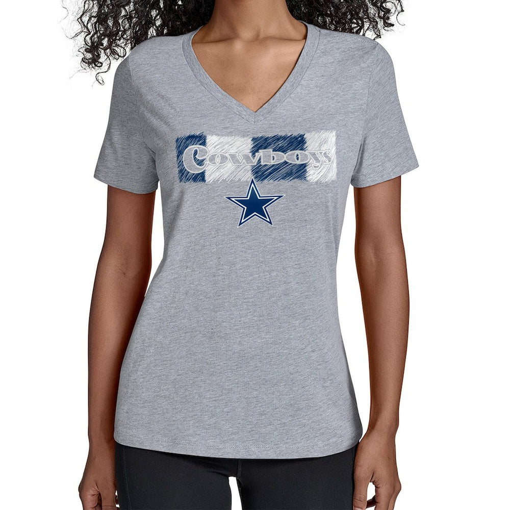 Dallas Cowboys Starter Women's Color Shading V-Neck T-Shirt - Gray for sale