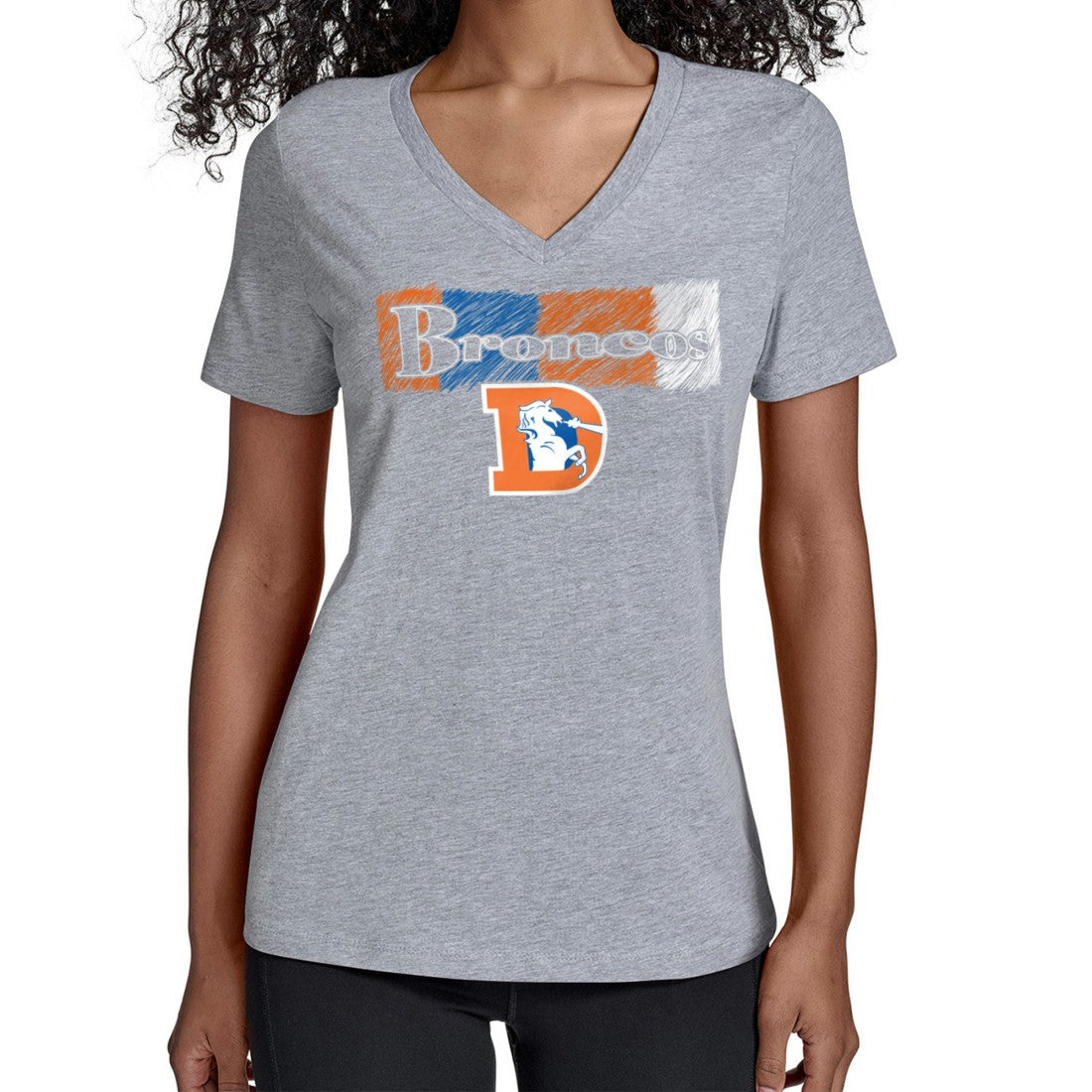 Denver Broncos Starter Women's Color Shading V-Neck T-Shirt - Gray discount