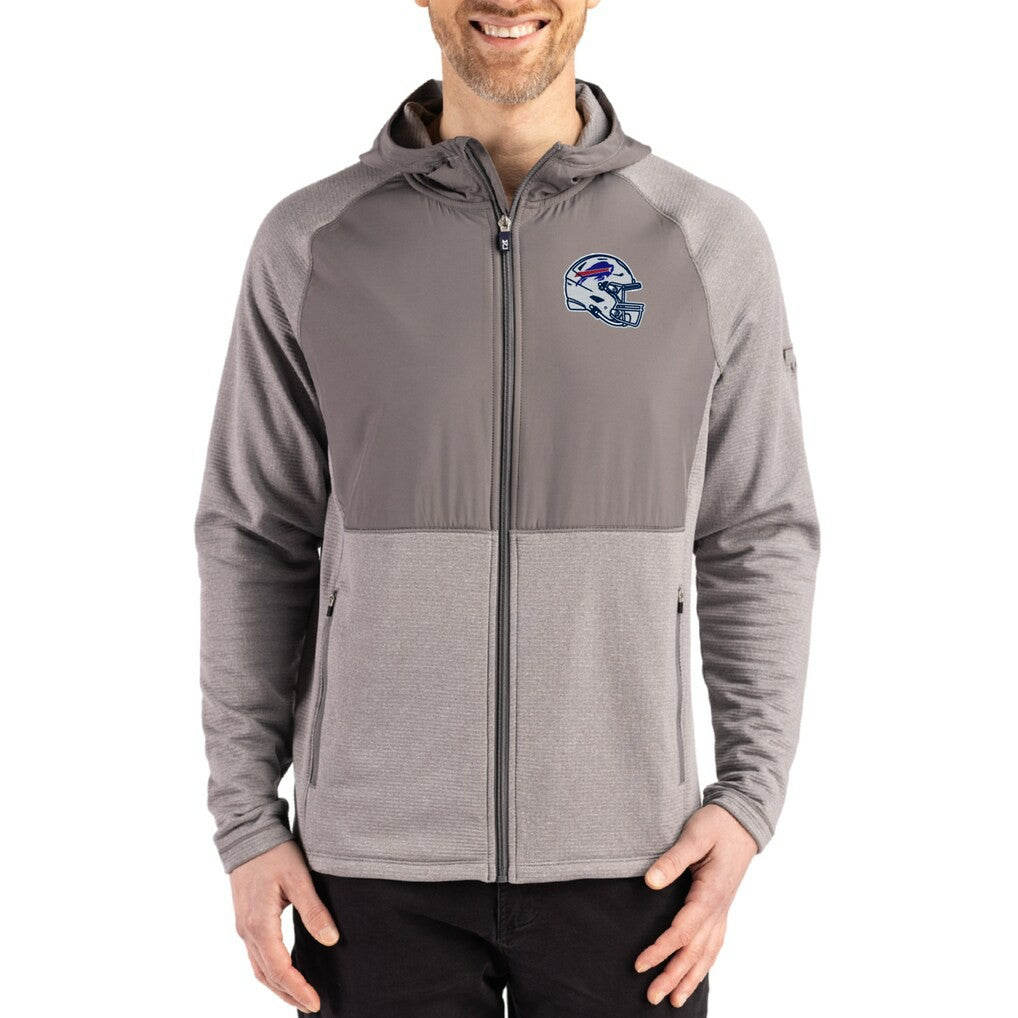 Buffalo Bills Cutter & Buck Peshastin Eco Fleece Recycled Raglan Full-Zip Tri-Blend Hybrid Jacket - Heather Gray for sale