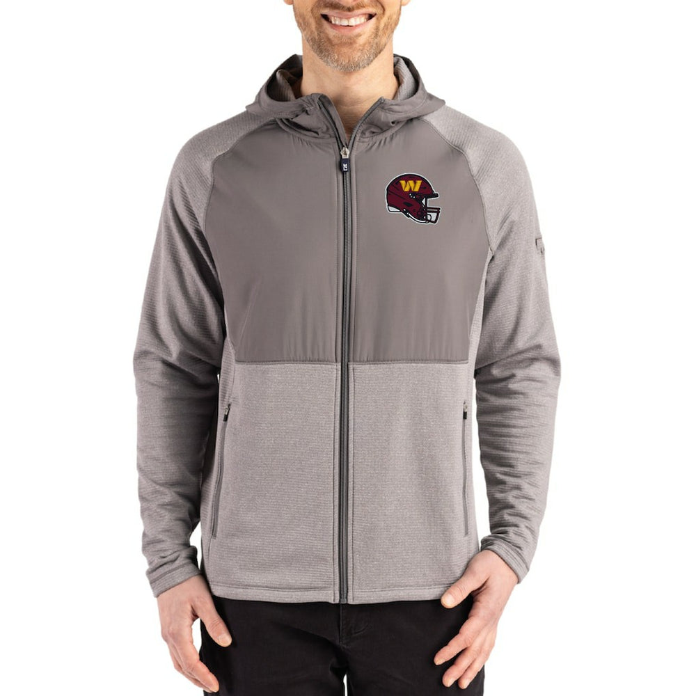 Washington Commanders Cutter & Buck Peshastin Eco Fleece Recycled Raglan Full-Zip Tri-Blend Hybrid Jacket - Heather Gray discount