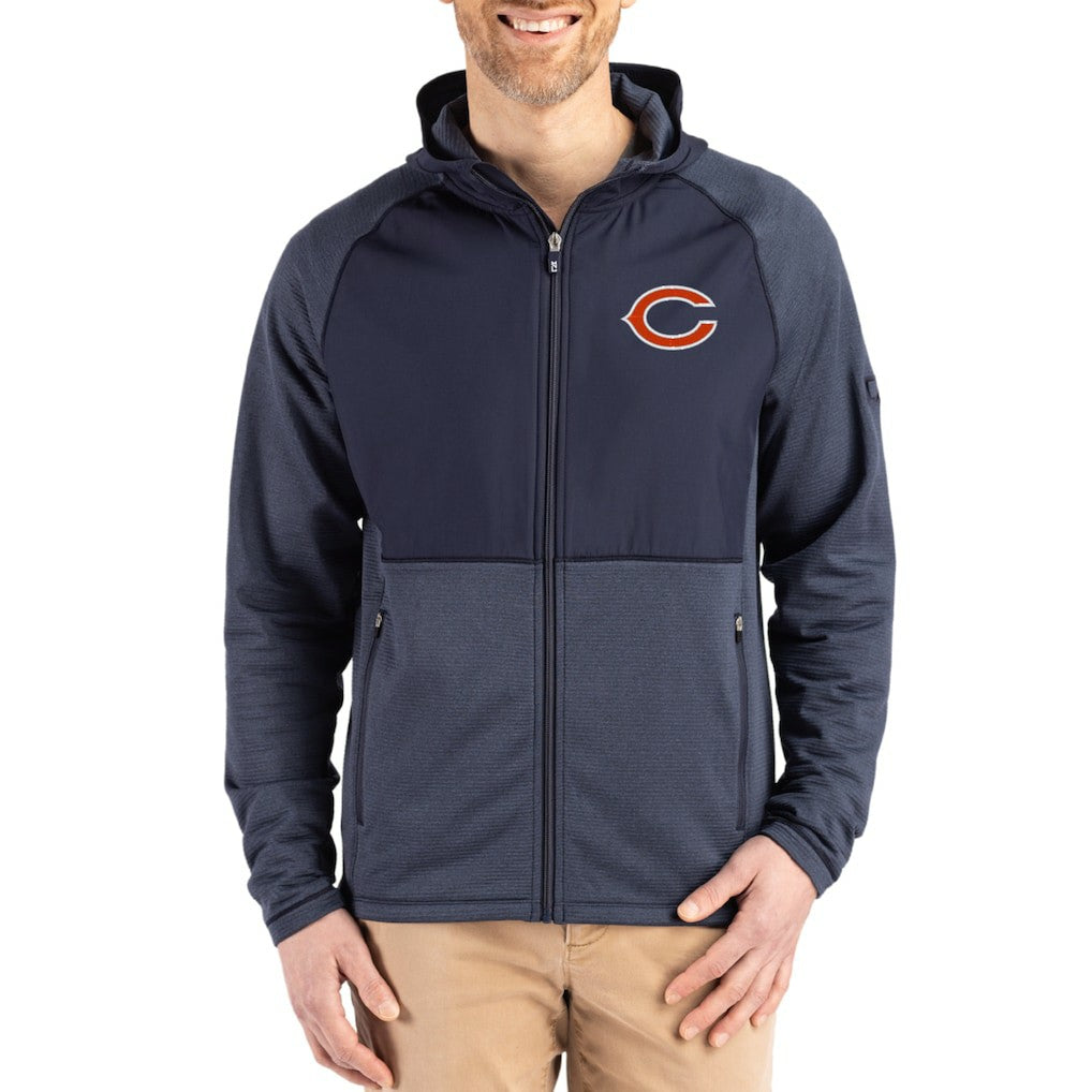 Chicago Bears Cutter & Buck Peshastin Eco Fleece Recycled Raglan Full-Zip Tri-Blend Hybrid Jacket - Heather Navy outlet