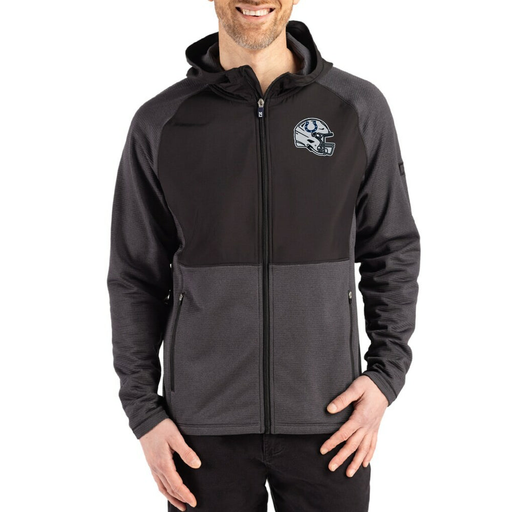 Indianapolis Colts Cutter & Buck Peshastin Eco Fleece Recycled Raglan Full-Zip Tri-Blend Hybrid Jacket - Heather Black online