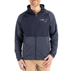 New England Patriots Cutter & Buck Peshastin Eco Fleece Recycled Raglan Full-Zip Tri-Blend Hybrid Jacket - Heather Navy online
