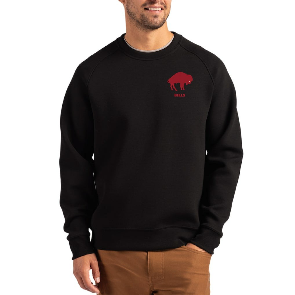 Buffalo Bills Cutter & Buck Throwback Roam Recycled Raglan Pullover Sweatshirt - Black online