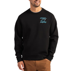 Carolina Panthers Cutter & Buck Throwback Roam Recycled Raglan Pullover Sweatshirt - Black outlet