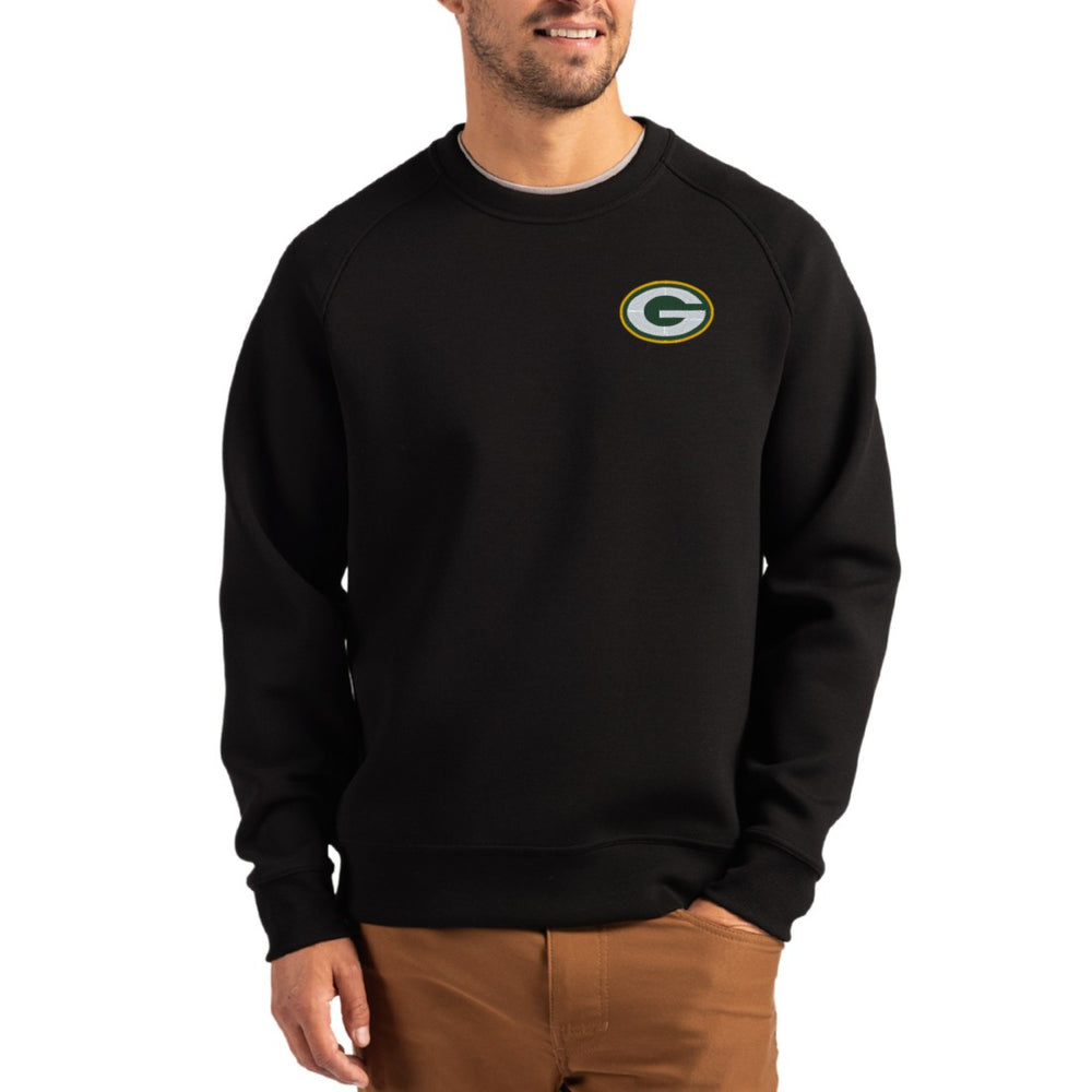 Green Bay Packers Cutter & Buck Primary Logo Roam Recycled Raglan Pullover Sweatshirt - Black outlet