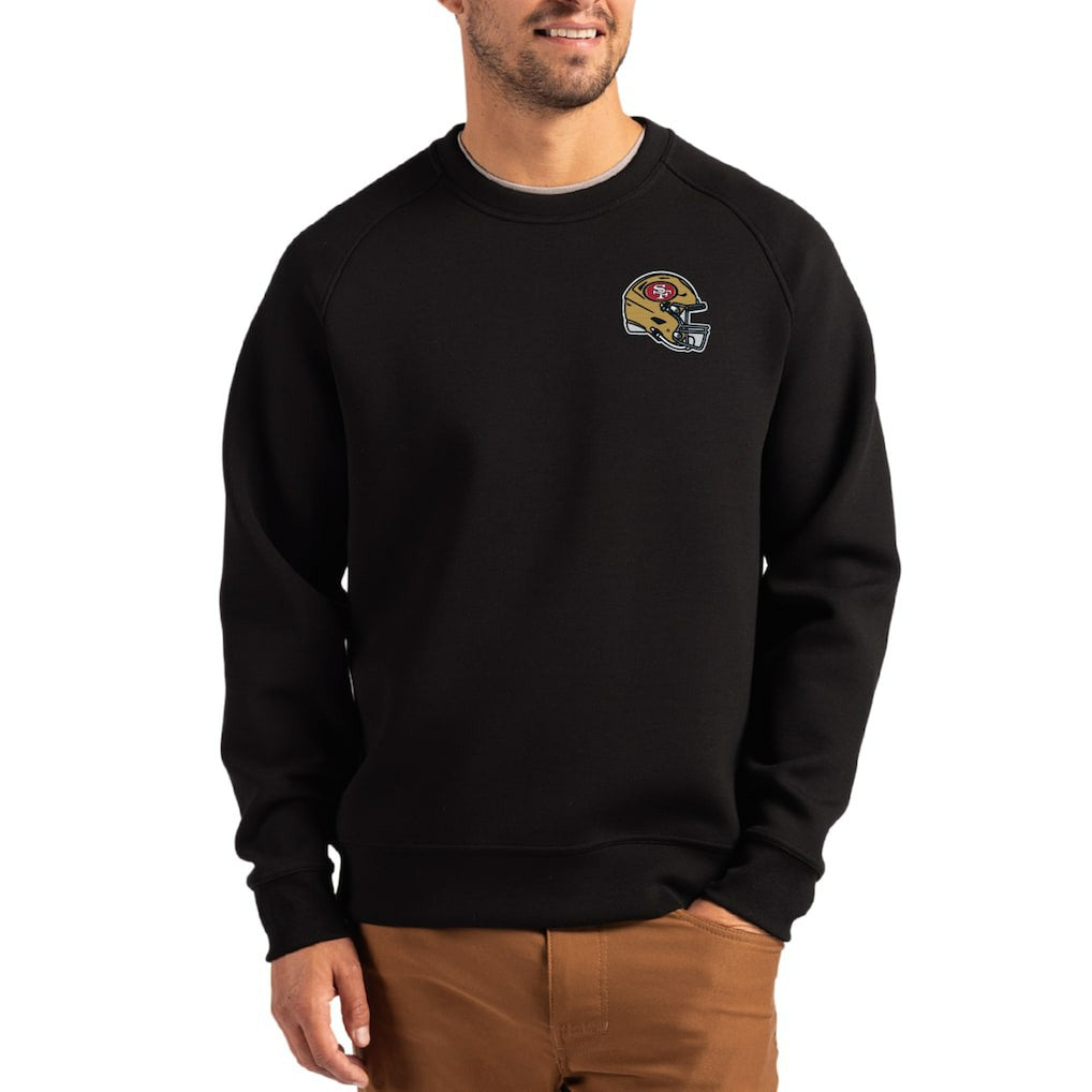 San Francisco 49ers Cutter & Buck Helmet Roam Recycled Raglan Pullover Sweatshirt - Black outlet