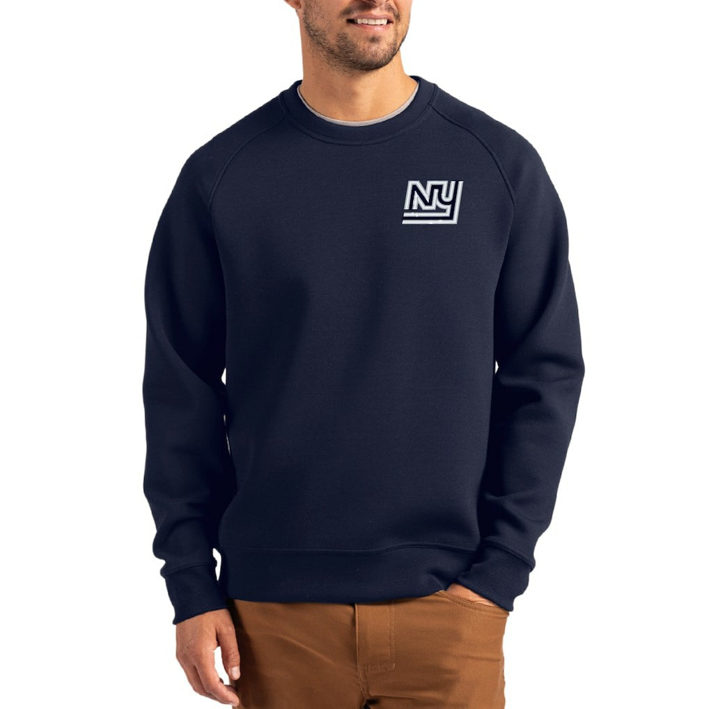 New York Giants Cutter & Buck Throwback Roam Recycled Raglan Pullover Sweatshirt - Navy discount