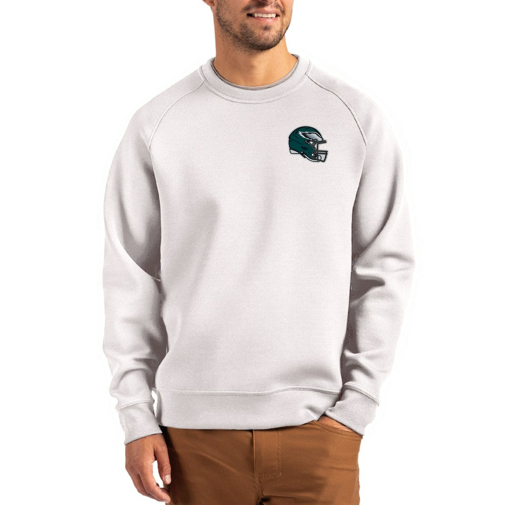 Philadelphia Eagles Cutter & Buck Helmet Roam Recycled Raglan Pullover Sweatshirt - Gray cheap