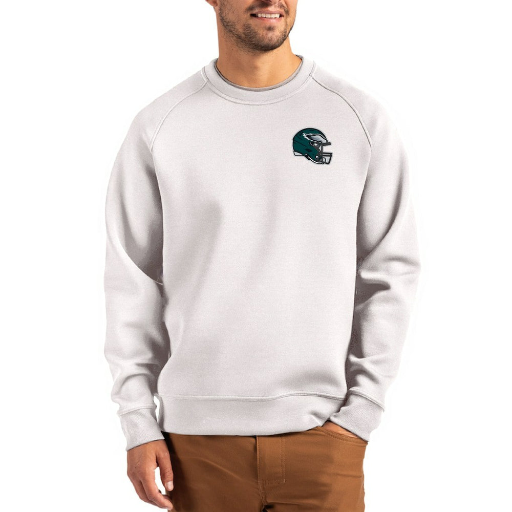 Philadelphia Eagles Cutter & Buck Helmet Roam Recycled Raglan Pullover Sweatshirt - Gray cheap
