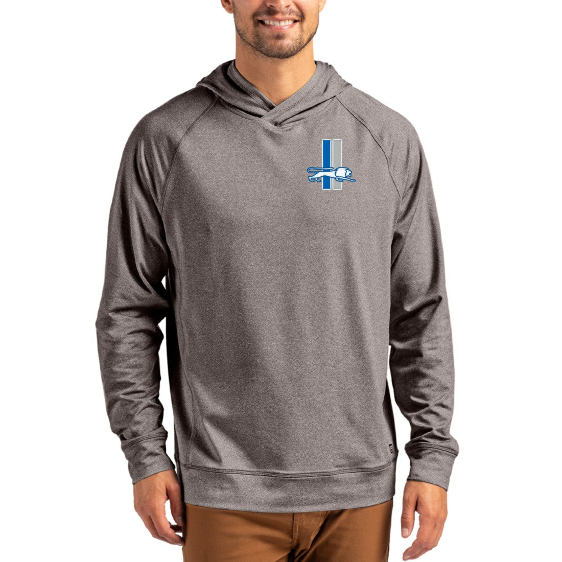 Detroit Lions Cutter & Buck Adapt Historic Knit Recycled Raglan Pullover Hoodie - Heather Gray sale