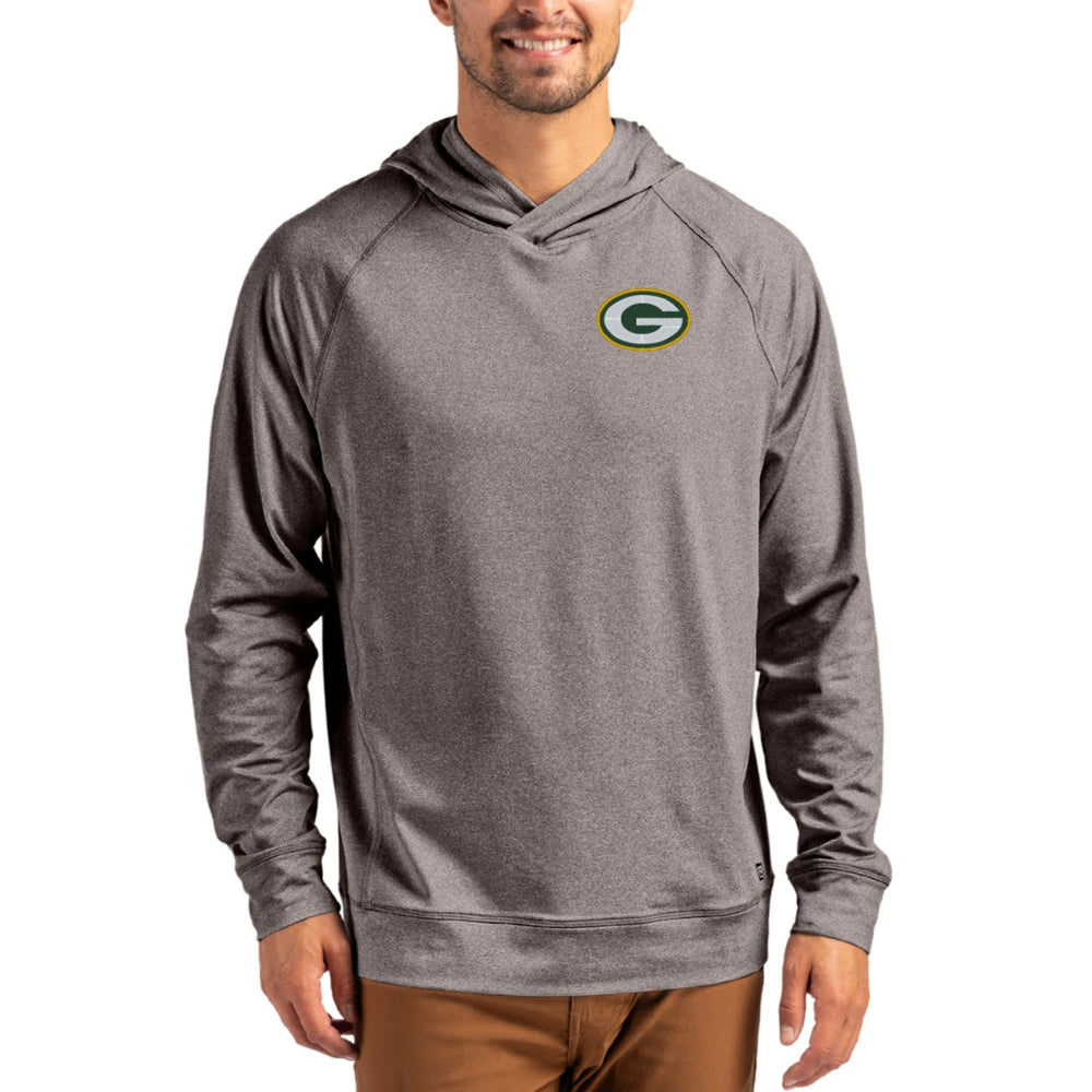 Green Bay Packers Cutter & Buck Adapt Knit Recycled Raglan Pullover Hoodie - Heather Gray discount