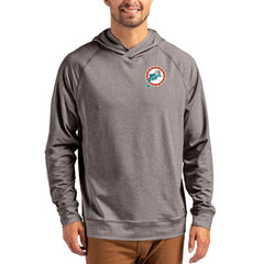 Miami Dolphins Cutter & Buck Adapt Historic Knit Recycled Raglan Pullover Hoodie - Heather Gray online