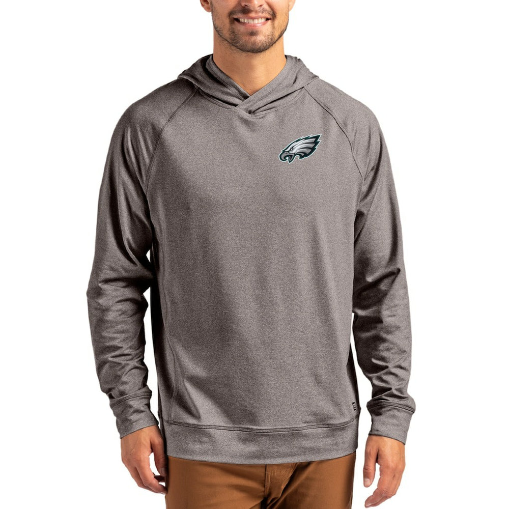 Philadelphia Eagles Cutter & Buck Adapt Knit Recycled Raglan Pullover Hoodie - Heather Gray discount