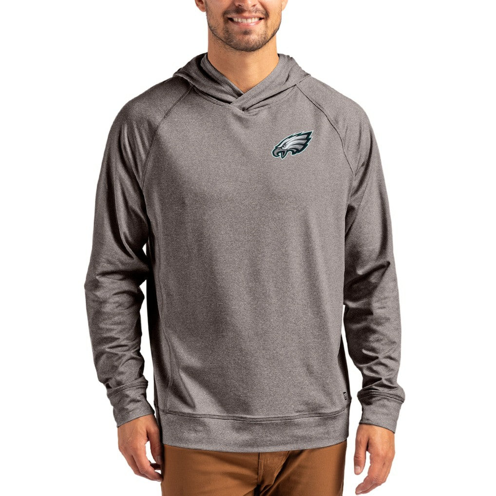 Philadelphia Eagles Cutter & Buck Adapt Knit Recycled Raglan Pullover Hoodie - Heather Gray discount