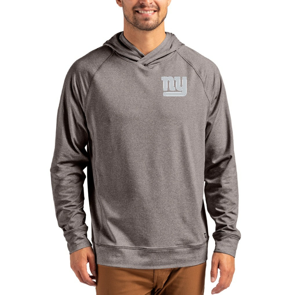 New York Giants Cutter & Buck Adapt Knit Recycled Raglan Pullover Hoodie - Heather Gray on sale