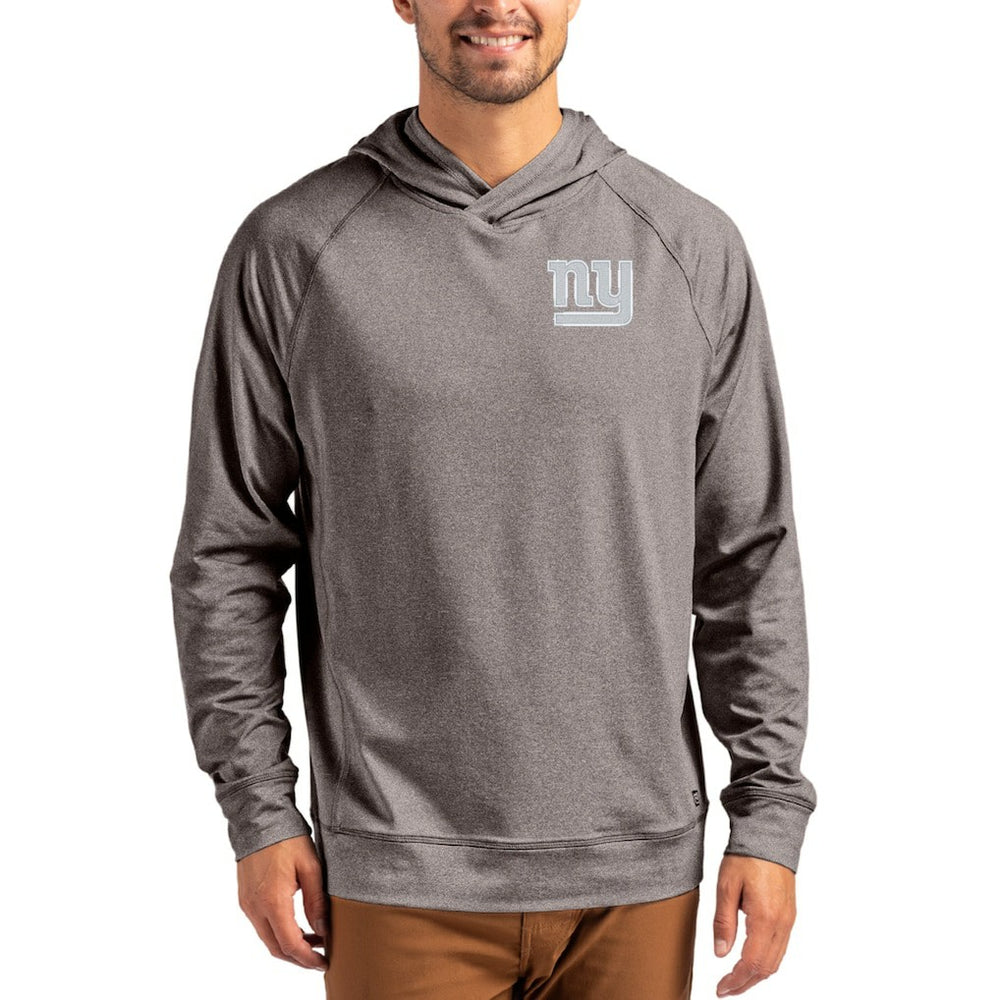 New York Giants Cutter & Buck Adapt Knit Recycled Raglan Pullover Hoodie - Heather Gray on sale