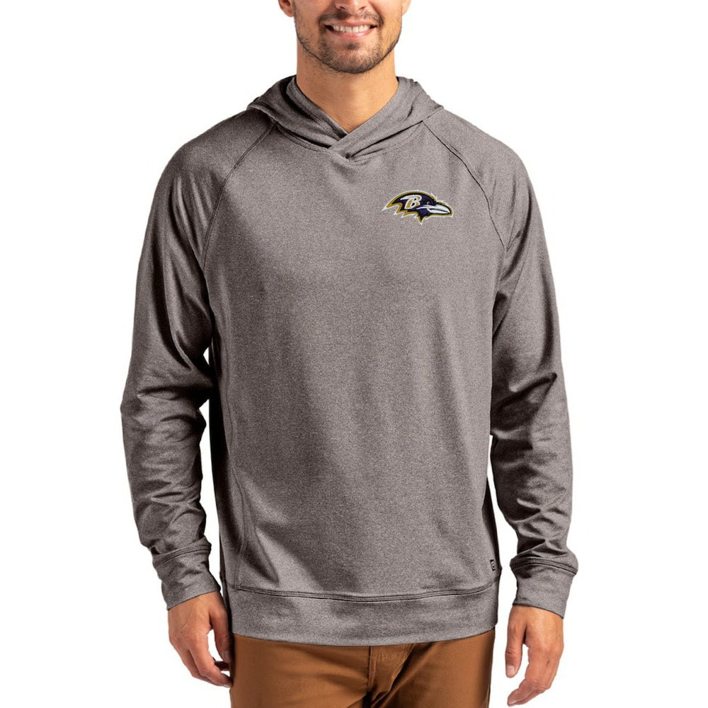 Baltimore Ravens Cutter & Buck Adapt Knit Recycled Raglan Pullover Hoodie - Heather Gray sale