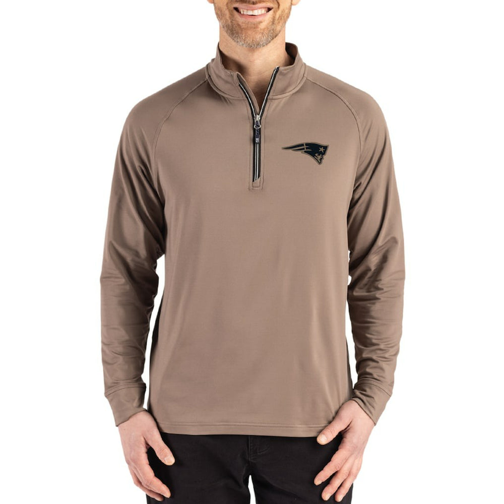 New England Patriots Cutter & Buck Adapt Eco Knit Stretch Recycled Quarter-Zip Pullover - Brown cheap