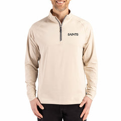 New Orleans Saints Cutter & Buck Adapt Eco Knit Stretch Recycled Quarter-Zip Pullover - Tan discount