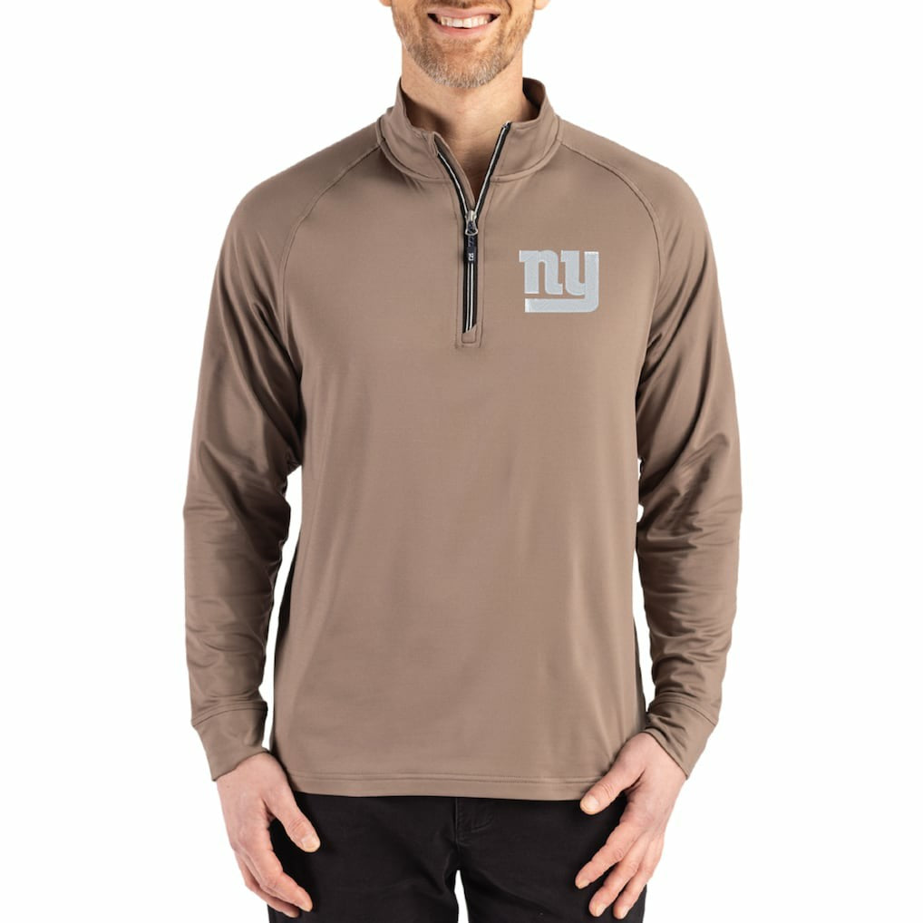 New York Giants Cutter & Buck Adapt Eco Knit Stretch Recycled Quarter-Zip Pullover - Brown sale