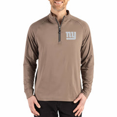 New York Giants Cutter & Buck Adapt Eco Knit Stretch Recycled Quarter-Zip Pullover - Brown sale