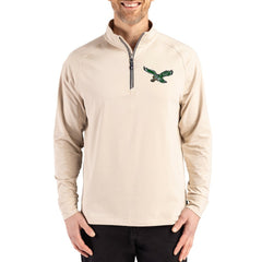 Philadelphia Eagles Cutter & Buck Throwback Logo Adapt Eco Knit Stretch Recycled Quarter-Zip Pullover - Tan outlet