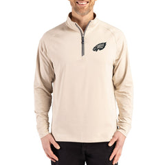 Philadelphia Eagles Cutter & Buck Adapt Eco Knit Stretch Recycled Quarter-Zip Pullover - Tan online