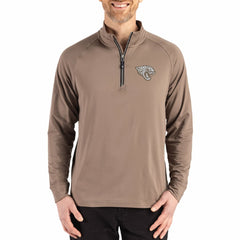 Jacksonville Jaguars Cutter & Buck Adapt Eco Knit Stretch Recycled Quarter-Zip Pullover - Brown on sale