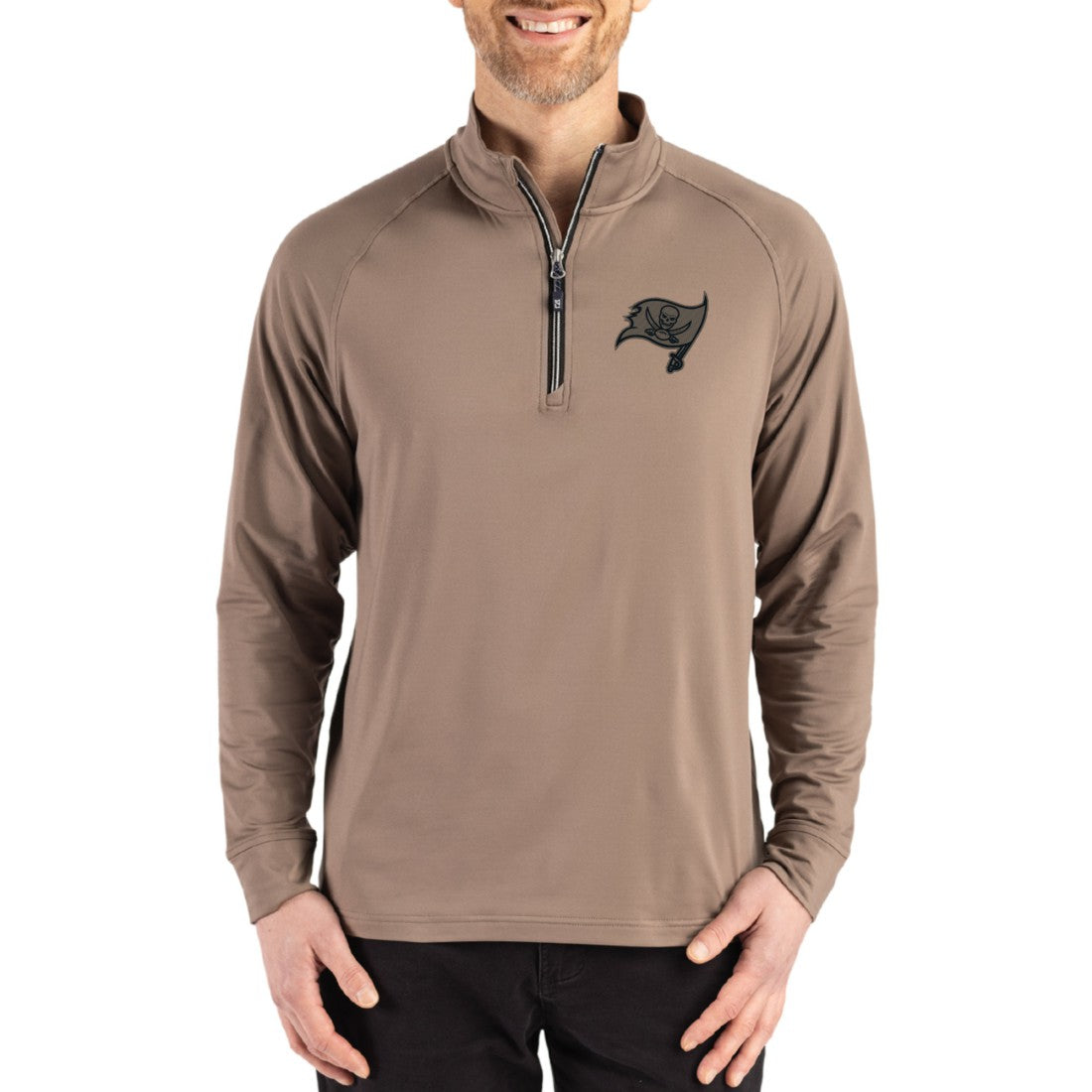 Tampa Bay Buccaneers Cutter & Buck Adapt Eco Knit Stretch Recycled Quarter-Zip Pullover - Brown sale
