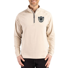 Las Vegas Raiders Cutter & Buck Adapt Eco Knit Stretch Recycled Quarter-Zip Pullover - Tan sale