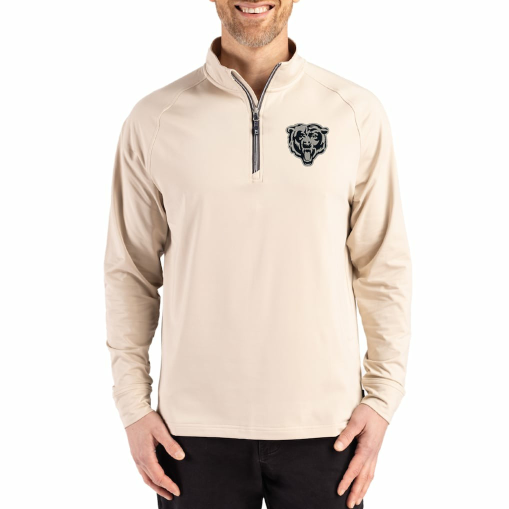 Chicago Bears Cutter & Buck Adapt Eco Knit Stretch Recycled Quarter-Zip Pullover - Tan outlet