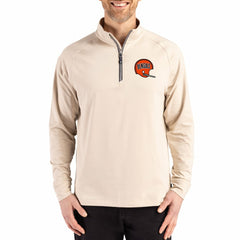 Cincinnati Bengals Cutter & Buck Throwback Logo Adapt Eco Knit Stretch Recycled Quarter-Zip Pullover - Tan cheap