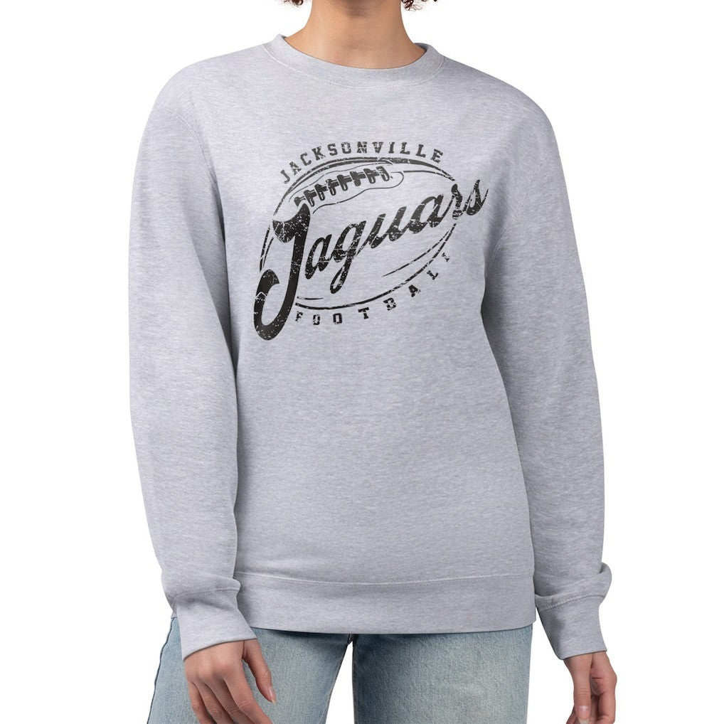 Jacksonville Jaguars G-III 4Her by Carl Banks Women's Distressed Graphics Fleece Pullover Sweatshirt - Gray outlet
